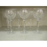 A set of six Waterfield crystal Lismore pattern hock glasses