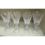 A set of eight Waterford crystal Lismore pattern stemmed wine glasses