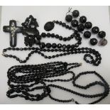 Jet bead costume jewellery: to include a crucifix