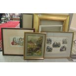 Frames and framed prints: to include an early 19thC coloured engraving 'Henry Alken's Scrap Book'