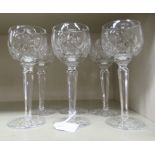 A set of six Waterford crystal Lismore pattern hock glasses