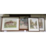 Three early 20thC watercolours - woodland/landscapes  bearing initials ER  8" x 11"; and a