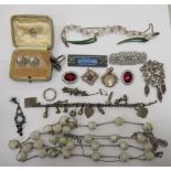 Costume jewellery and other items of personal ornament: to include a pair of faux diamond and ruby