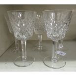 A set of five Waterford crystal Alana pattern pedestal wines