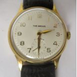 The Angus, a 9ct gold cased mid size wristwatch, faced by an Arabic dial, incorporating subsidiary