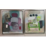 Iben Grunbaum – two abstract studies  oil on canvas  inscribed verso  16” x 14”  framed