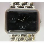 A ladies 1970s Omega de Ville Jeux d'Argent silver bracelet wristwatch, the rectangular case