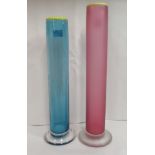 Two Liberty’s 'The Glasshouse' cylindrical vases, one red, the other blue  each bearing indistinct