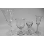 An 18th glass wine goblet, Newcastle, circa 1840, having a funnel shaped bowl, the stem with a