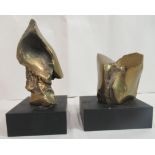 Two modern patinated bronze freeform sculptures, on ebonised plinths  4.5” & 6.5”h