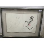 Luis Gal - an abstract nude study  pencil & colour wash  bears a signature & dated 84  13" x 20.5"