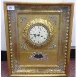 A late 19thC hanging wall clock, set in a moulded and glazed giltwood box frame; the spring driven