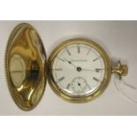 An early 20thC Hamilton Watch Co, rolled 14ct gold cased, full hunter pocket watch, the keyless 17