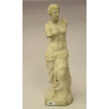 After Alexandros of Antioch 'Venus di Milo' a carved white marble statue  19"h