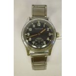 A Glycine silver plated and stainless steel cased military issue wristwatch, inscribed Stahl Boden