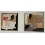 Malene Schjoll – two abstract studies  oil on canvas  inscribed verso  20”sq  framed