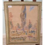 Ronald Ossory Dunlop - 'In the Park'  oil on paper  bears a signature  17" x 13.5"  framed