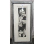 After Gianfranko Asveri – an abstract study  engraving  bears a pencil signature  22” x 6”  framed