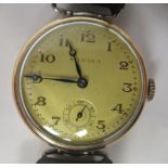 A 1920s Silvana gold coloured and white metal cased wristwatch, faced by an Arabic dial,