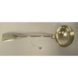 A George III silver fiddle pattern soup ladle with an oval bowl  Thomas Wallis & Jonathan Hayne