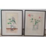 Patrick O'Regan - 'Flowers in a vase'  two floral studies  crayon  bearing signatures  15" x 20" &