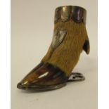 An early 20thC novelty vesta holder, a cloven hoof with silver plated mounts