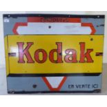 A mid 20thC double sided French, flag type advertising sign, in red and yellow on white,