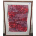 ‘Red Nature’  an abstract study  Limited Edition 35/64 print  bears an indistinct signature  20” x