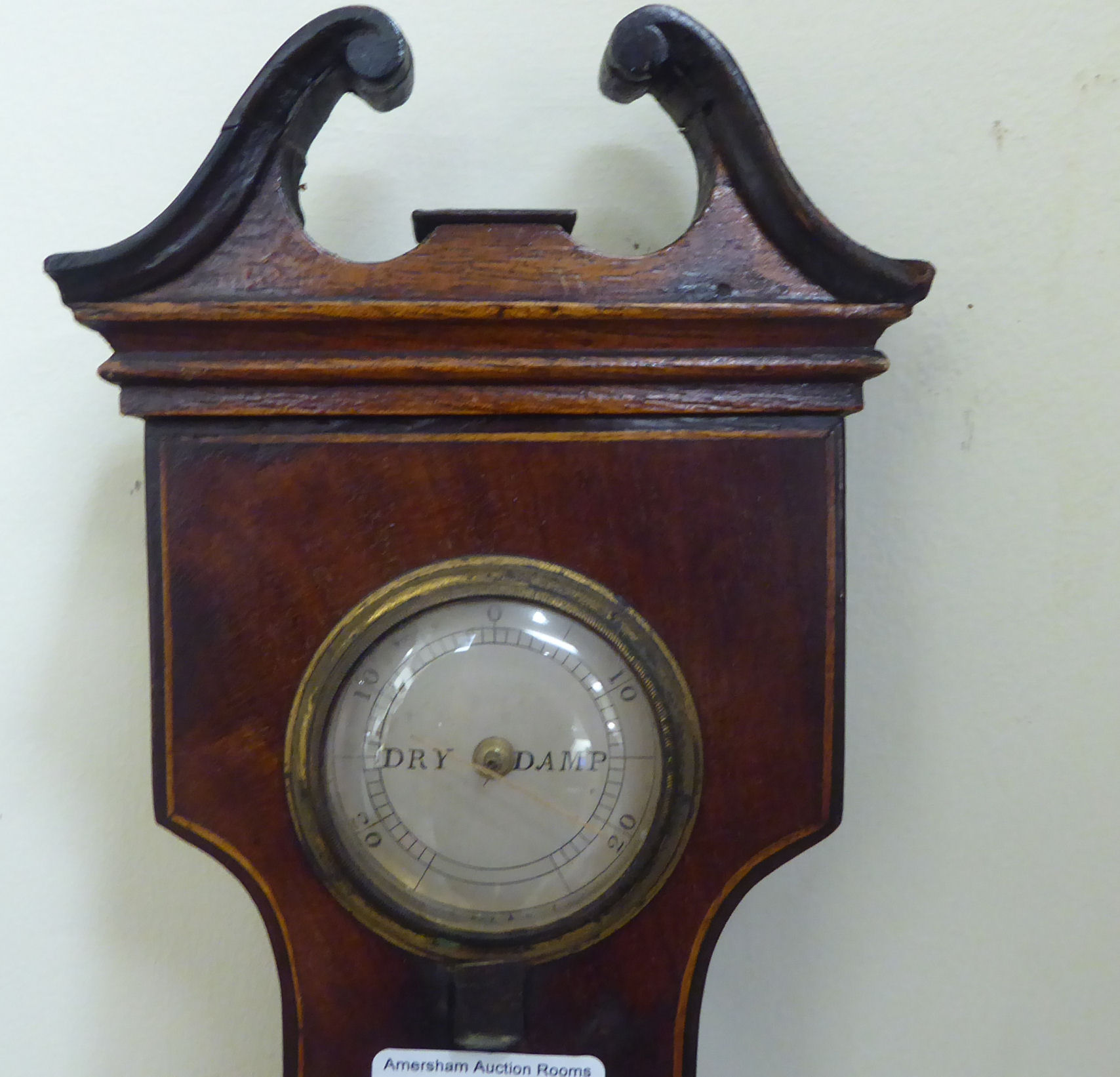 A Regency satinwood inlaid mahogany barometer with a silvered dial, inscribed F Belloni, Shaftesbury - Image 2 of 6