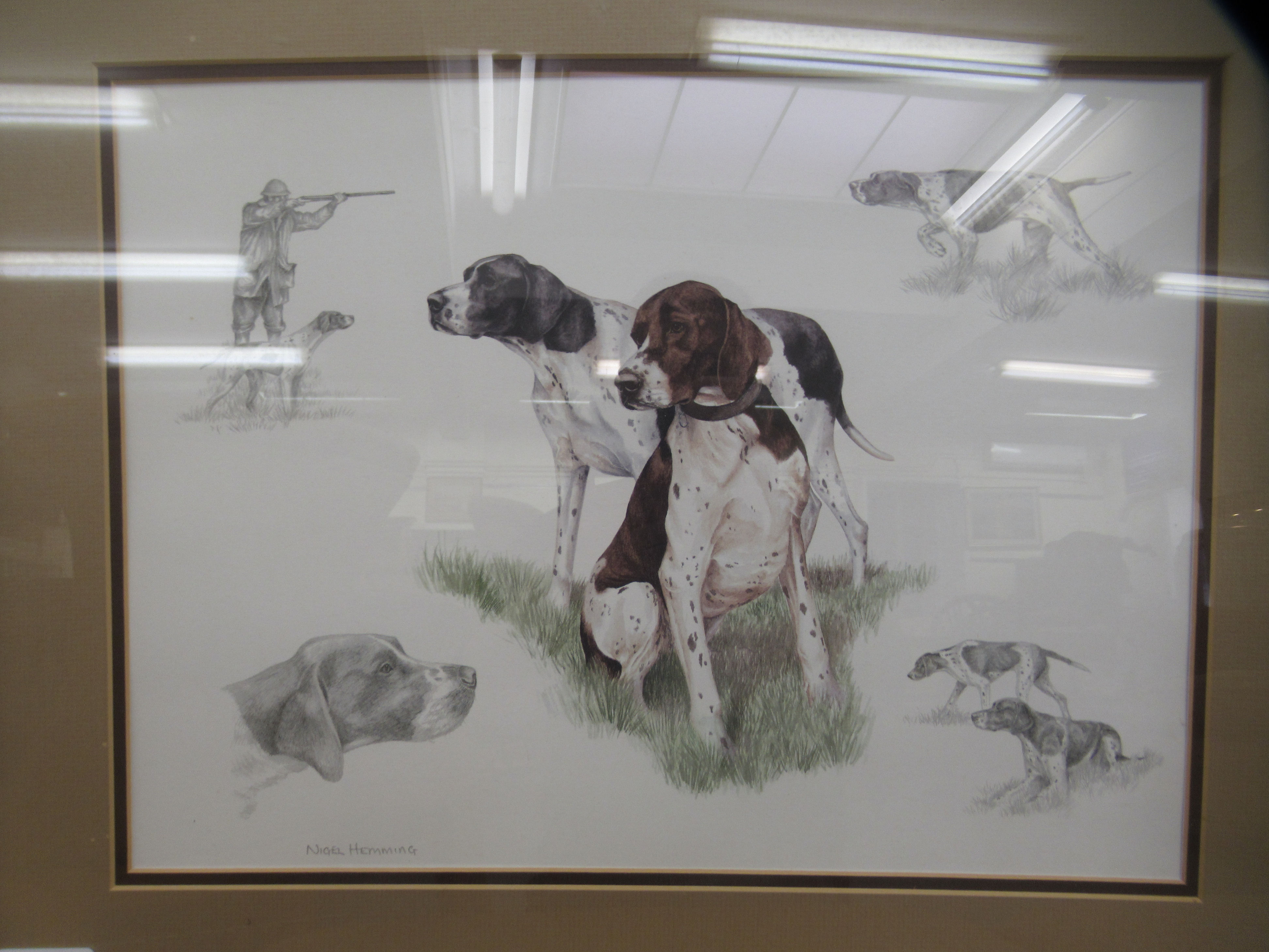 Nigel Hemmings - gun dogs  two coloured prints  15" x 12"  framed - Image 2 of 5