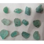 Naturally formed, uncut emeralds