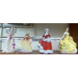 A set of four Royal Doulton Four Seasons china figures  largest 18"h