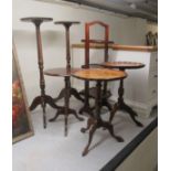 Six items of 20thC furniture: to include two Georgian style mahogany wine tables, each with piecrust