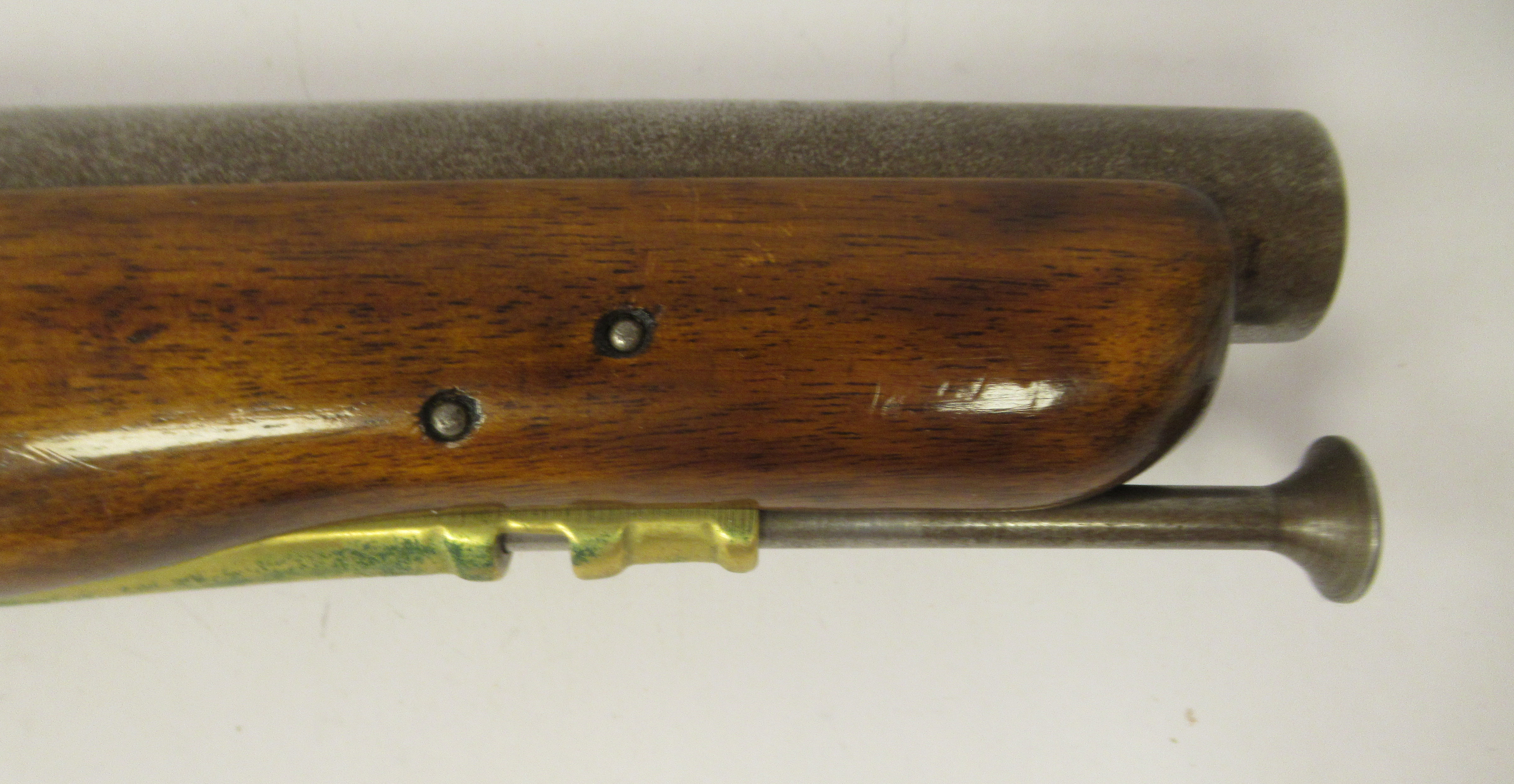 An 18thC design British Tower flintlock pistol  15.5"L overall; and a contemporarily styled copper - Image 5 of 6