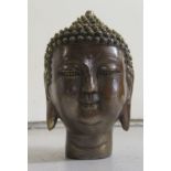 A modern bronze model, a Thai Buddha head  5"h