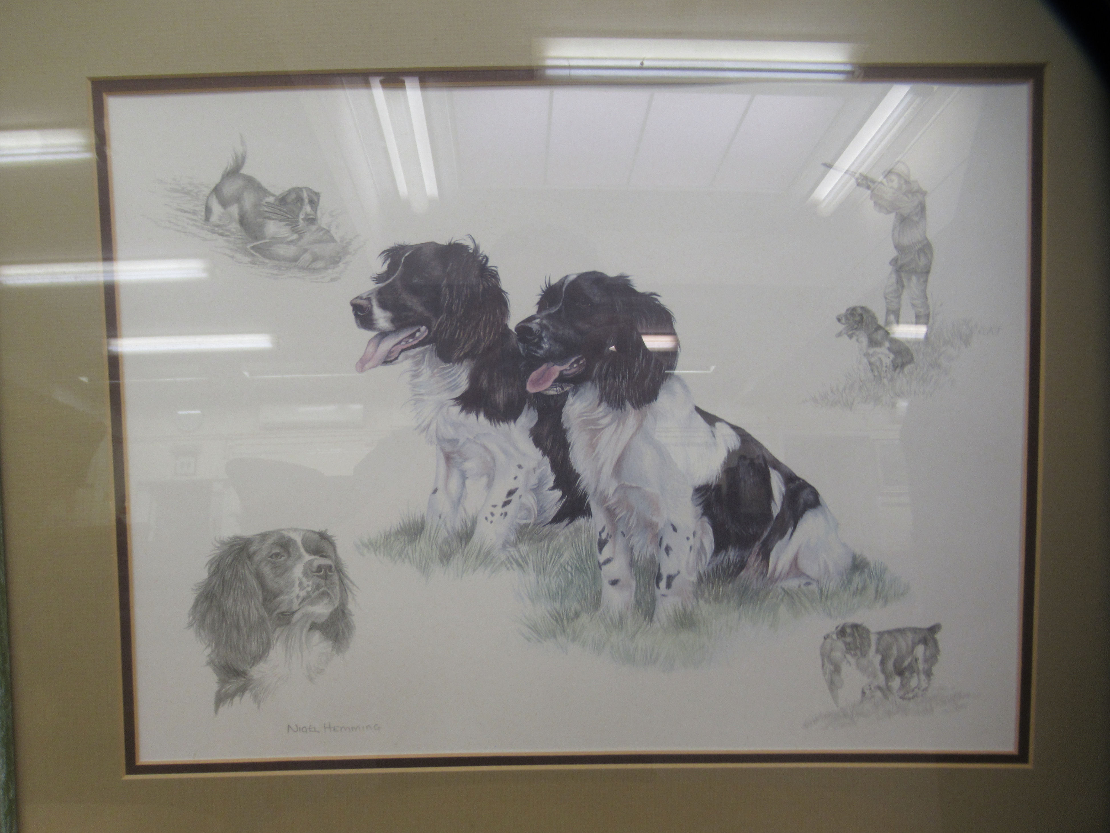 Nigel Hemmings - gun dogs  two coloured prints  15" x 12"  framed - Image 4 of 5