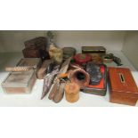 A mixed lot: to include a Great War brass tobacco box and miniature copper bugle