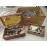 A miscellany of workshop handtools: to include planes, drill bits etc