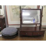 A late Regency bow front two drawer dressing table mirror, on bracket feet  19"h  16"w; and a