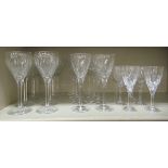 Two sets of eight Stuart Crystal pedestal wines; and another set of six smaller wines