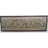 An early/mid 20thC floral embroidered panel  15" x 48"  framed