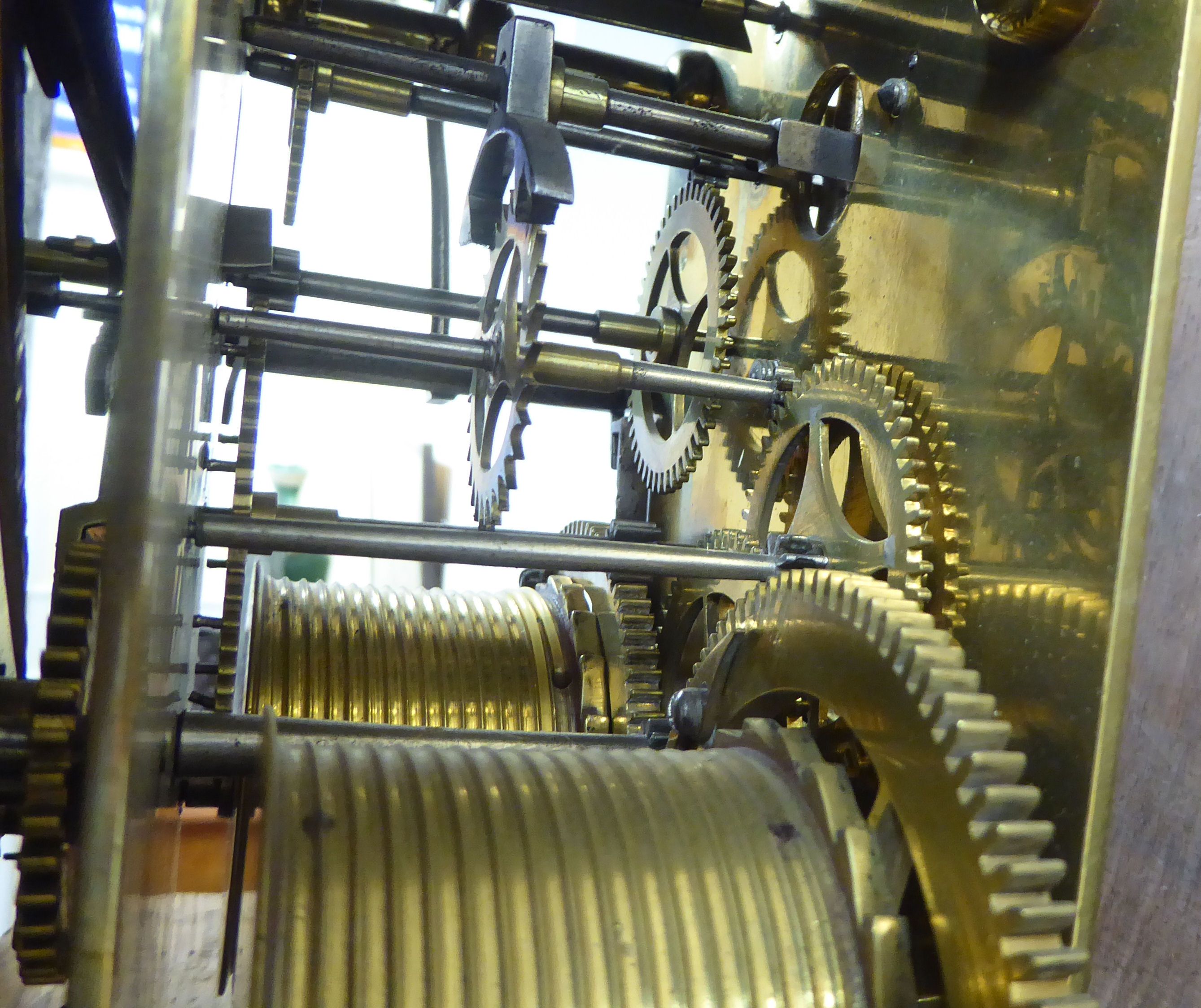 A late 18thC Pagoda top oak longcase clock with a narrow trunk, the 8 day bell strike movement faced - Image 6 of 9