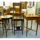 Small furniture: to include an Edwardian satinwood inlaid occasional table, raised on square,