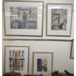 Four coloured prints, after M Wood - Venetian studies  largest 25" x 20"  framed