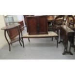 Small furniture: to include an Edwardian mahogany two person salon settee with a pierced splat