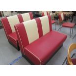 A mid 20thC American diner inspired suite  comprising two two seater banquettes and a set of three