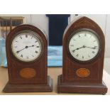 Two similar Edwardian mahogany cased mantel timepieces, one dial inscribed John Elkan of