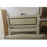 A modern cream and grey shabby chic painted double bed frame  headboard 60"w