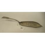 A George III silver fiddle pattern fish slice with a decoratively pierced blade  London 1816