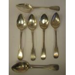 A set of six silver teaspoons  Edinburgh 1823